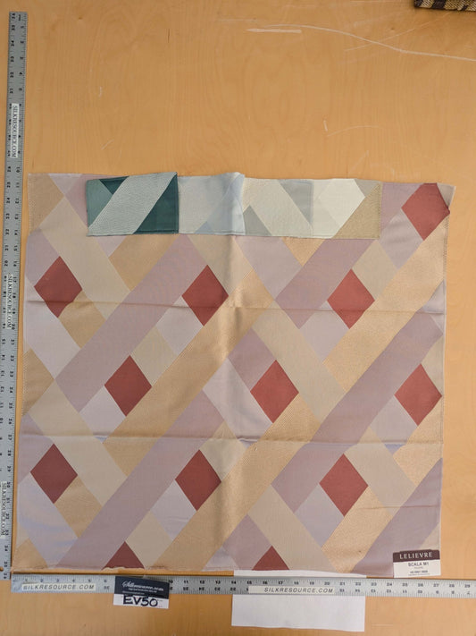 112 EV50 26" x 27" Square  Scalamandre Lelievre Paris M1 Poudre White Yellow Diamond Geometric Jacquard MSRP USD 500+/y