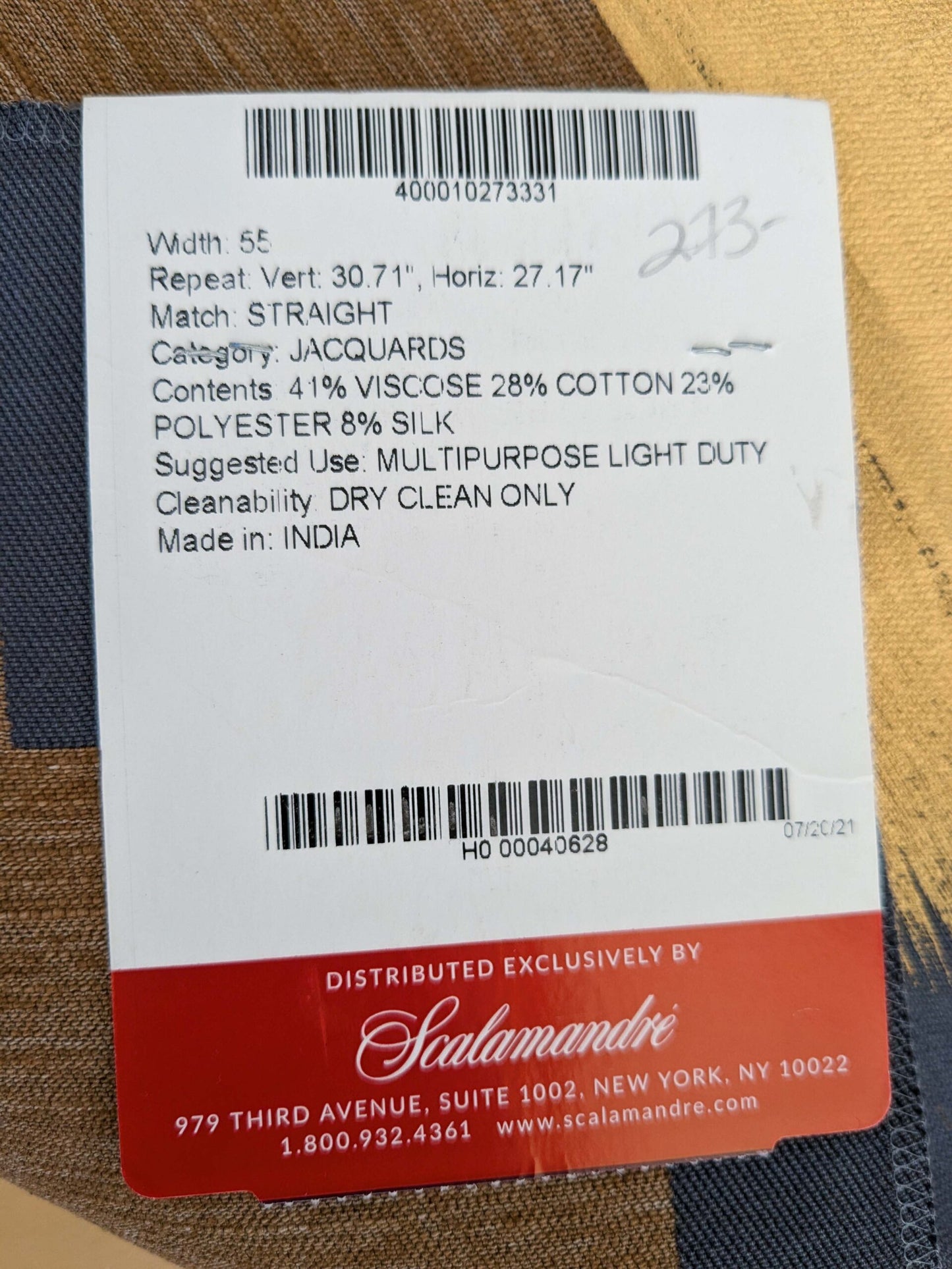 114 EV50 25" x 27" Square Scalamandre Lelievre Lhassa Mordore Brown Abstract