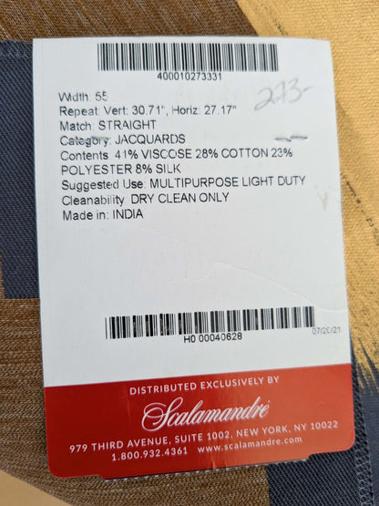 114 EV50 25" x 27" Square Scalamandre Lelievre Lhassa Mordore Brown Abstract