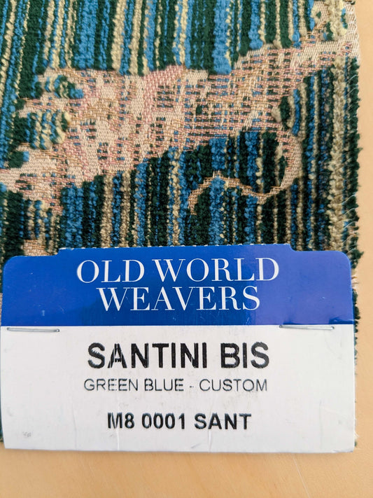 116 EV50 25" x 26" Square Scalamandre Santini BIS Green Blue Custom Silk Velvet Lion Animal Leopard Forest MSRP USD 882/y