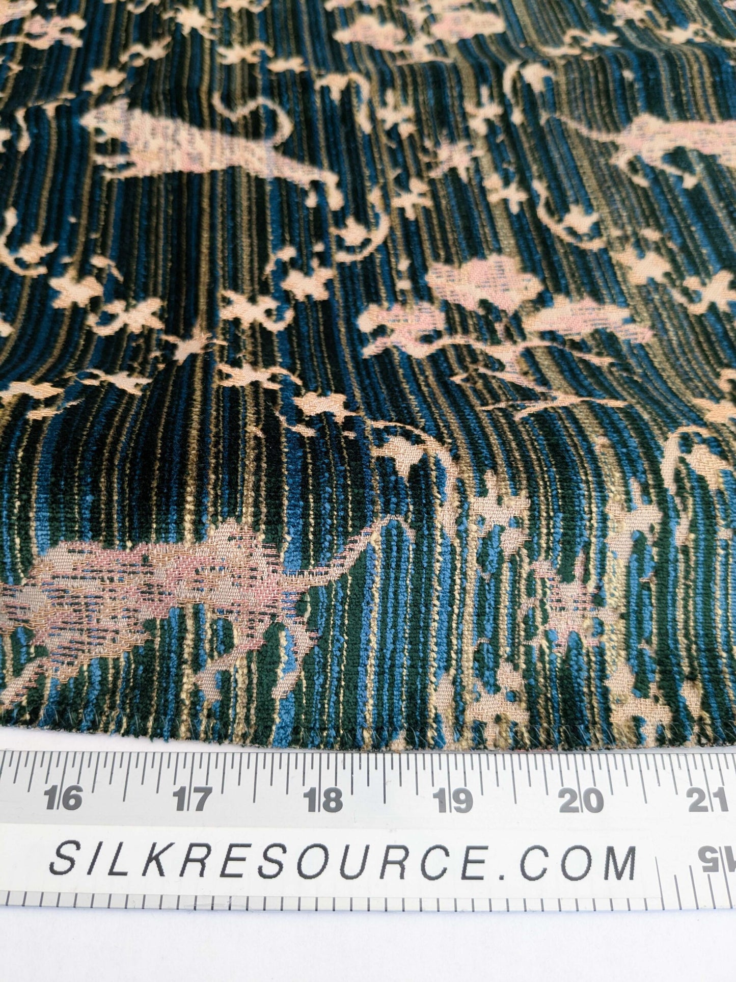 116 EV50 25" x 26" Square Scalamandre Santini BIS Green Blue Custom Silk Velvet Lion Animal Leopard Forest MSRP USD 882/y