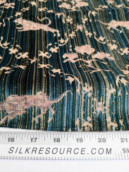 116 EV50 25" x 26" Square Scalamandre Santini BIS Green Blue Custom Silk Velvet Lion Animal Leopard Forest MSRP USD 882/y