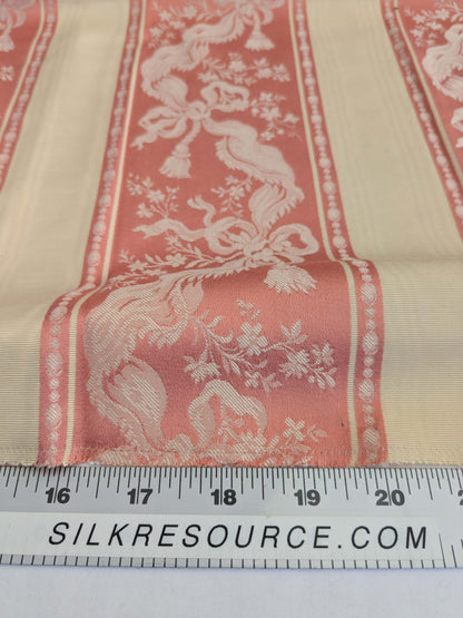 117 EV50 25" x 26" Square Scalamandre Tassinari &amp; Chatel Les Rubans Rose Stripe Peach Beige