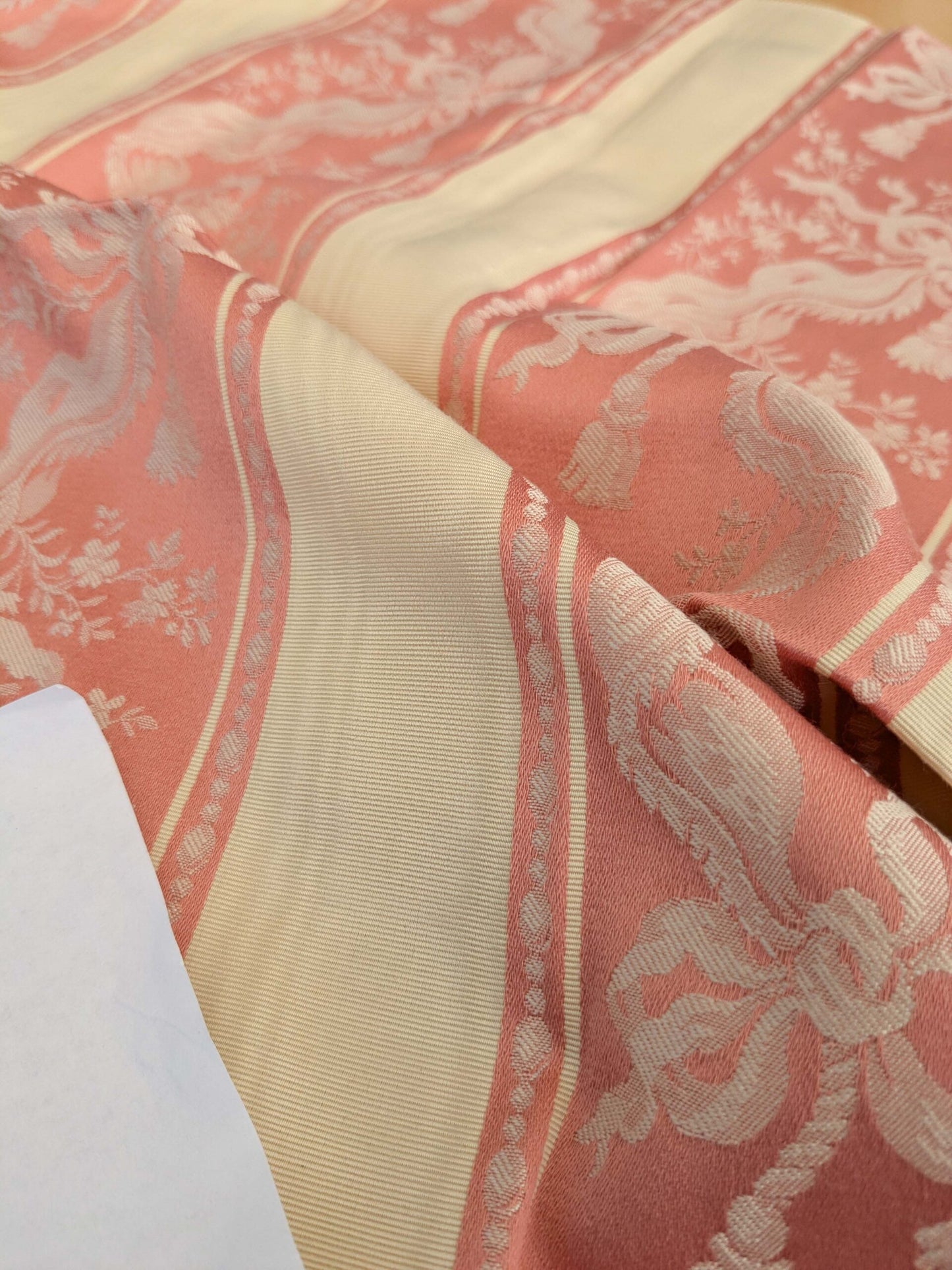 117 EV50 25" x 26" Square Scalamandre Tassinari &amp; Chatel Les Rubans Rose Stripe Peach Beige