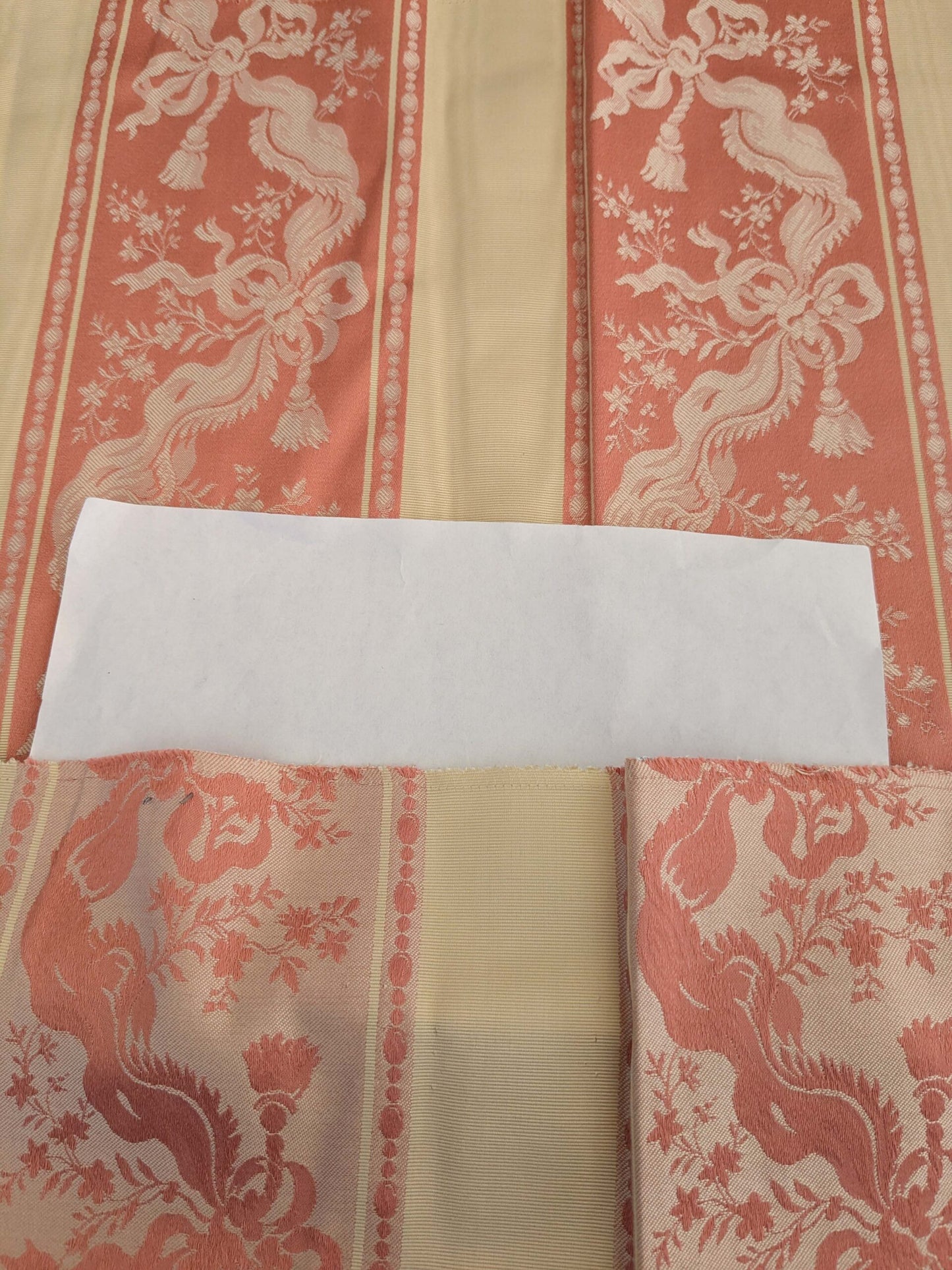 117 EV50 25" x 26" Square Scalamandre Tassinari &amp; Chatel Les Rubans Rose Stripe Peach Beige