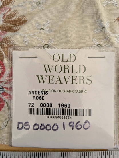 118 EV50 25" x 26" Square Scalamandre Old World Weavers Ancenis Rose Floral Botanical Beige Viscose