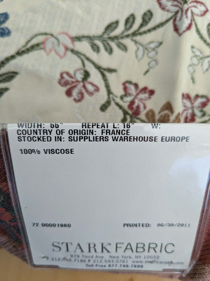 118 EV50 25" x 26" Square Scalamandre Old World Weavers Ancenis Rose Floral Botanical Beige Viscose