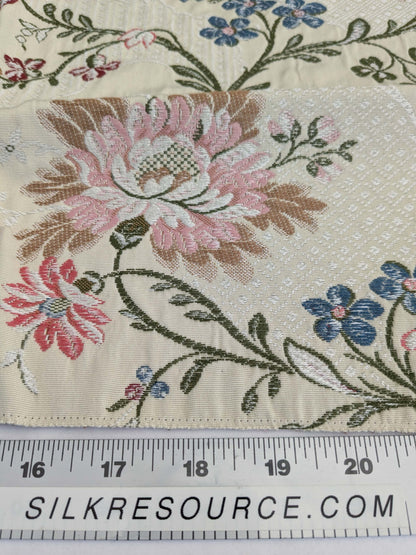 118 EV50 25" x 26" Square Scalamandre Old World Weavers Ancenis Rose Floral Botanical Beige Viscose