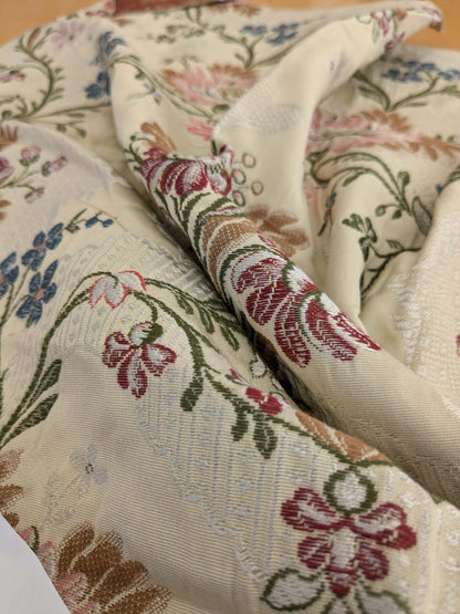 118 EV50 25" x 26" Square Scalamandre Old World Weavers Ancenis Rose Floral Botanical Beige Viscose