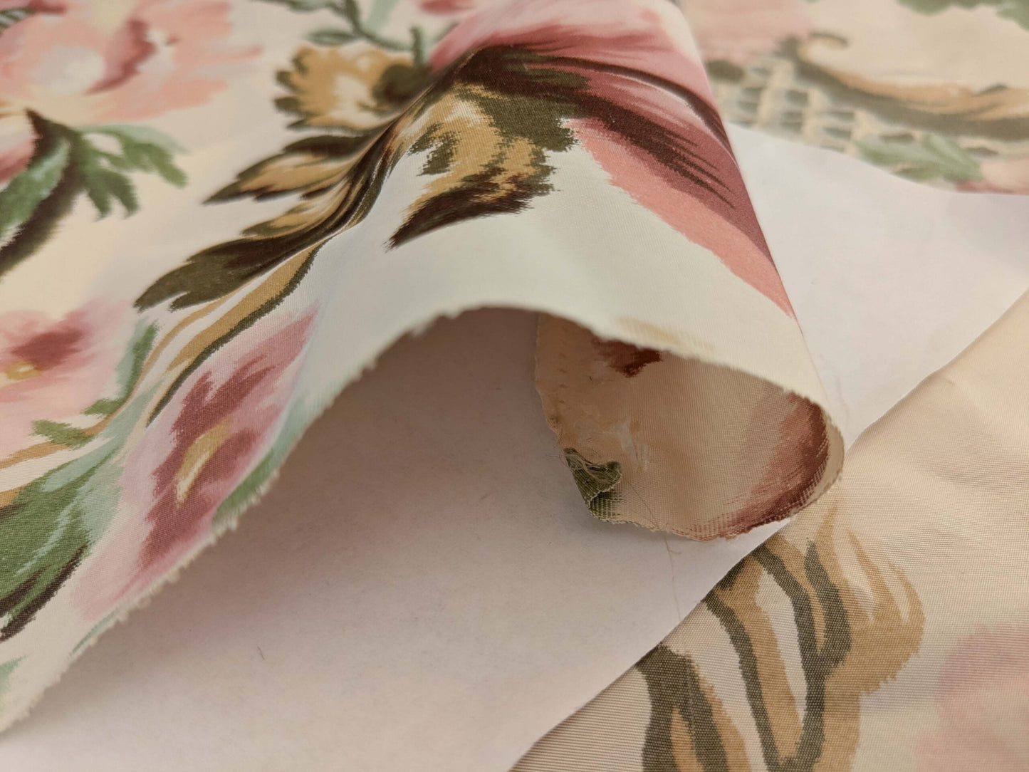 119 EV50 25" x 26" Square  Scalamandre Lelievre Paris Versailles Multi on Creme Warp Silk Floral Print Historic MSRP US 1200+