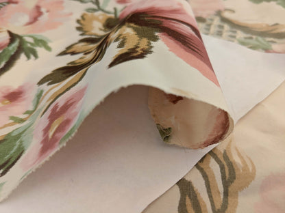 119 EV50 25" x 26" Square  Scalamandre Lelievre Paris Versailles Multi on Creme Warp Silk Floral Print Historic MSRP US 1200+