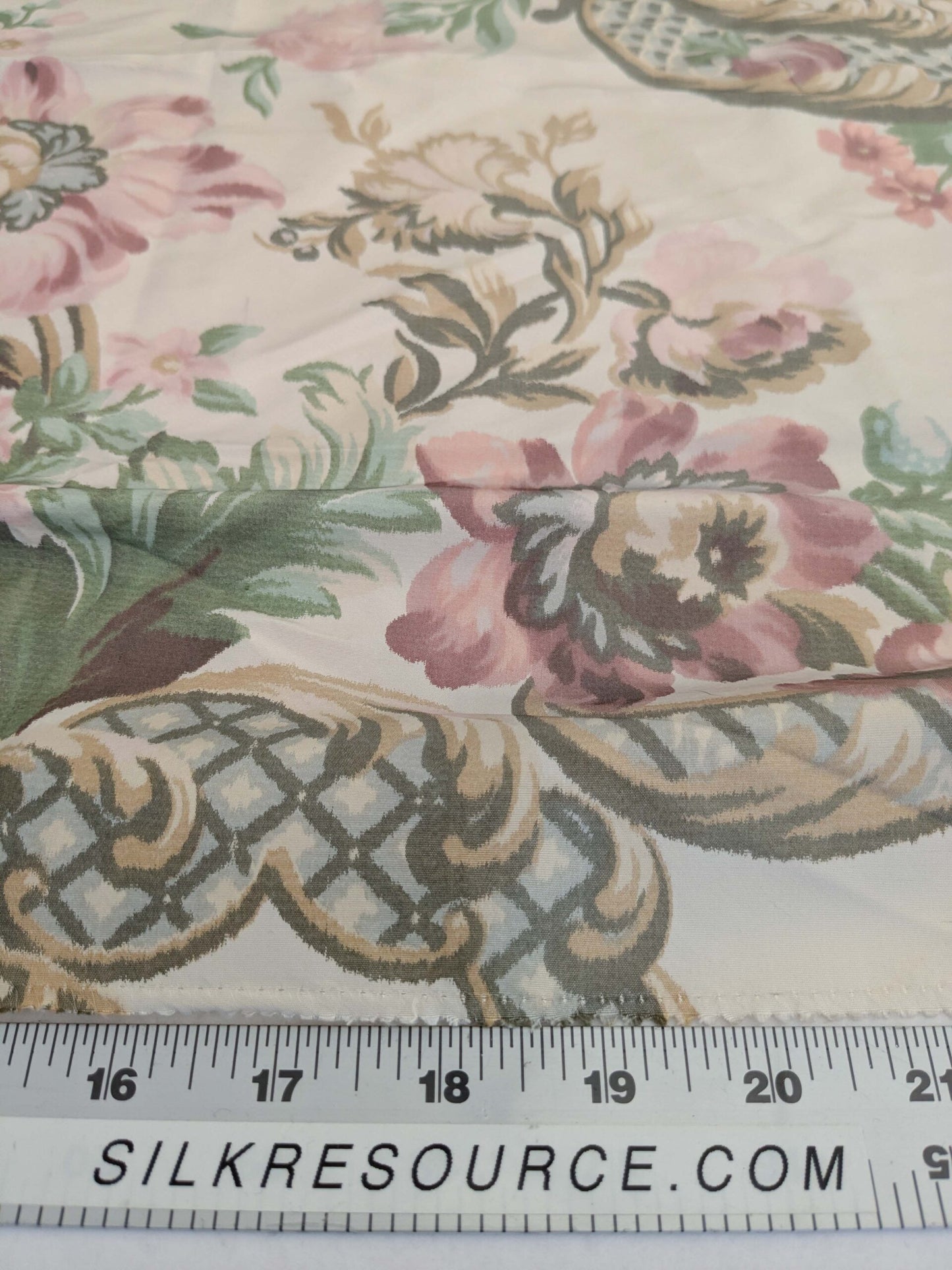 119 EV50 25" x 26" Square  Scalamandre Lelievre Paris Versailles Multi on Creme Warp Silk Floral Print Historic MSRP US 1200+