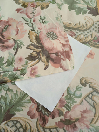 119 EV50 25" x 26" Square  Scalamandre Lelievre Paris Versailles Multi on Creme Warp Silk Floral Print Historic MSRP US 1200+