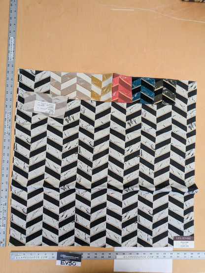 120 EV50 25" x 26" Square  Scalamandre Lelievre Paris Villa M1 Reglisse Black White Chevron Geometric MSRP USD566/y