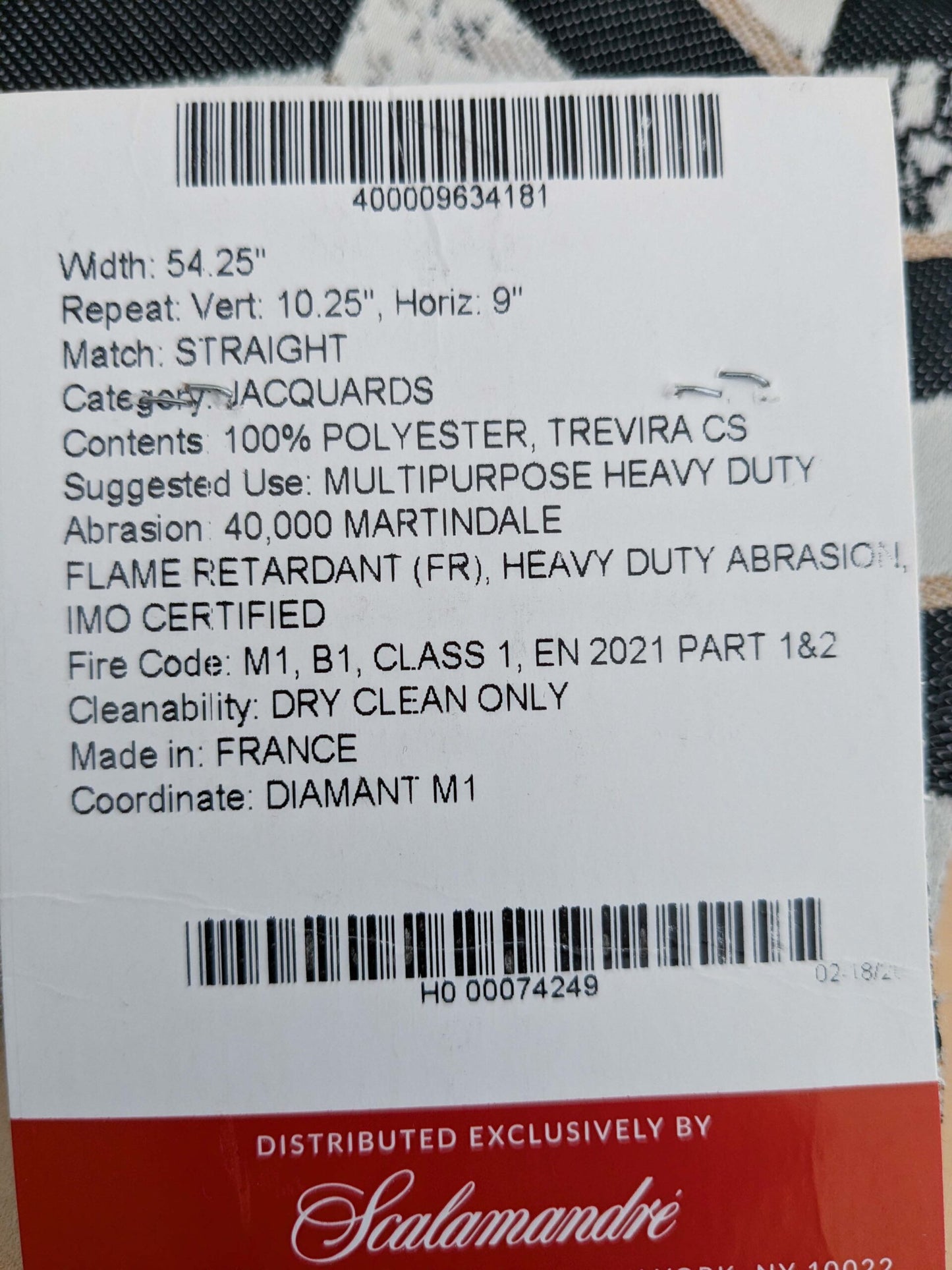 120 EV50 25" x 26" Square  Scalamandre Lelievre Paris Villa M1 Reglisse Black White Chevron Geometric MSRP USD566/y