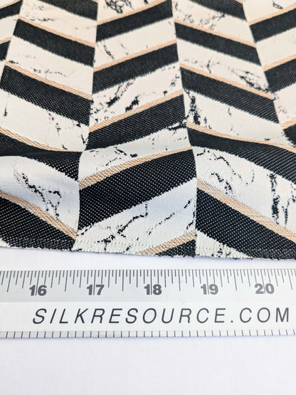 120 EV50 25" x 26" Square  Scalamandre Lelievre Paris Villa M1 Reglisse Black White Chevron Geometric MSRP USD566/y