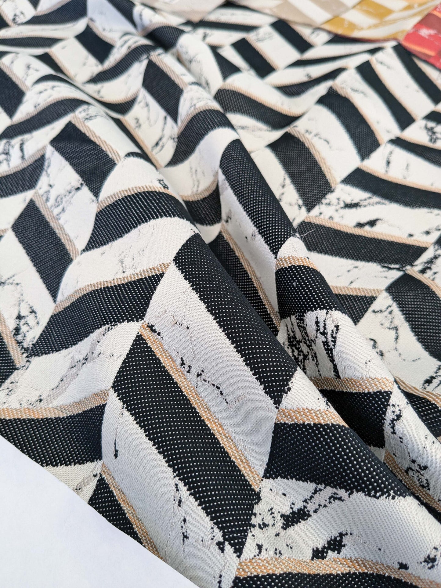 120 EV50 25" x 26" Square  Scalamandre Lelievre Paris Villa M1 Reglisse Black White Chevron Geometric MSRP USD566/y