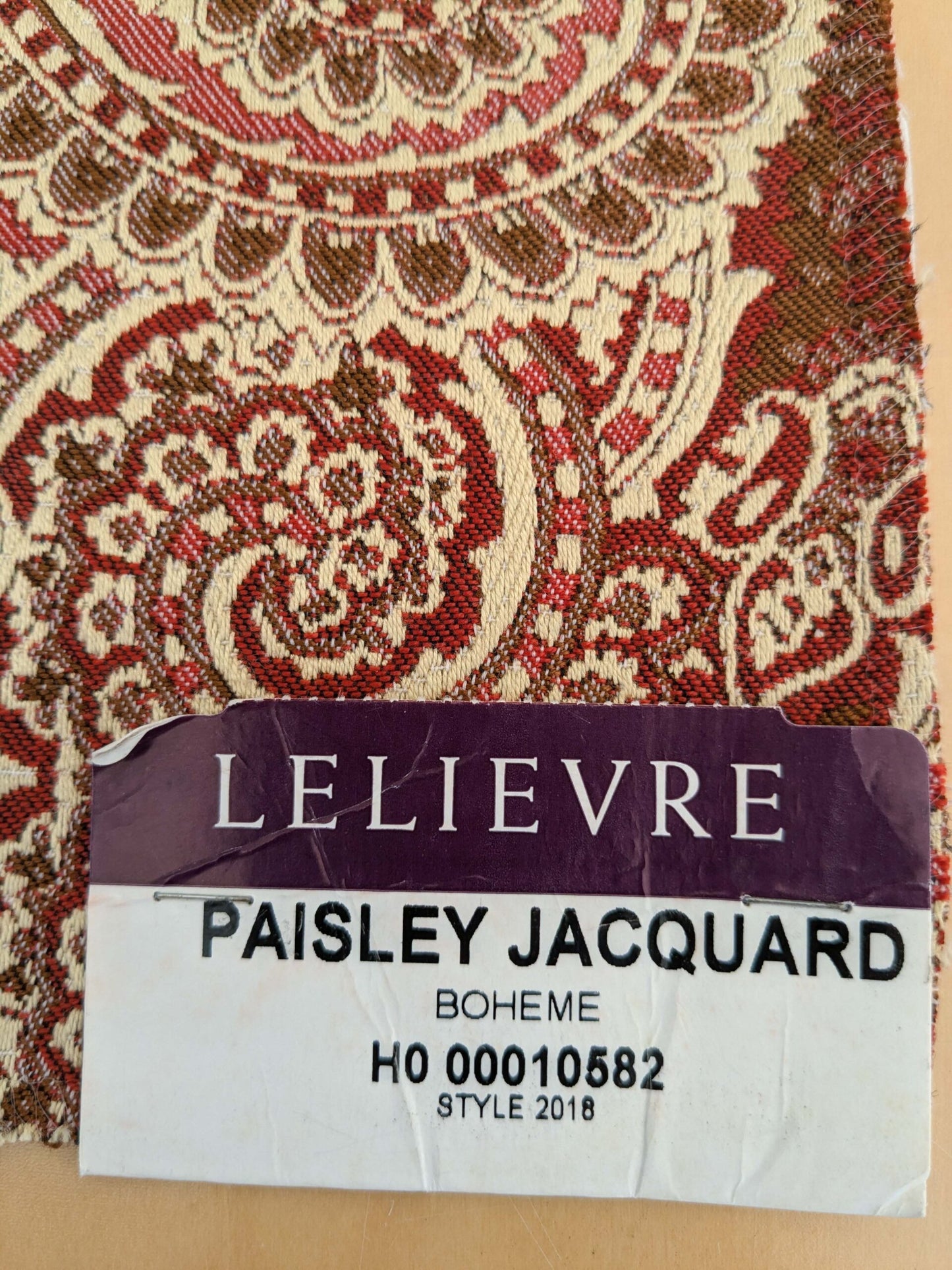 121 EV50 25" x 27" Square Scalamandre Lelievre Paris Paisley Jacquard Boheme Red Viscose MSRP USD484/y