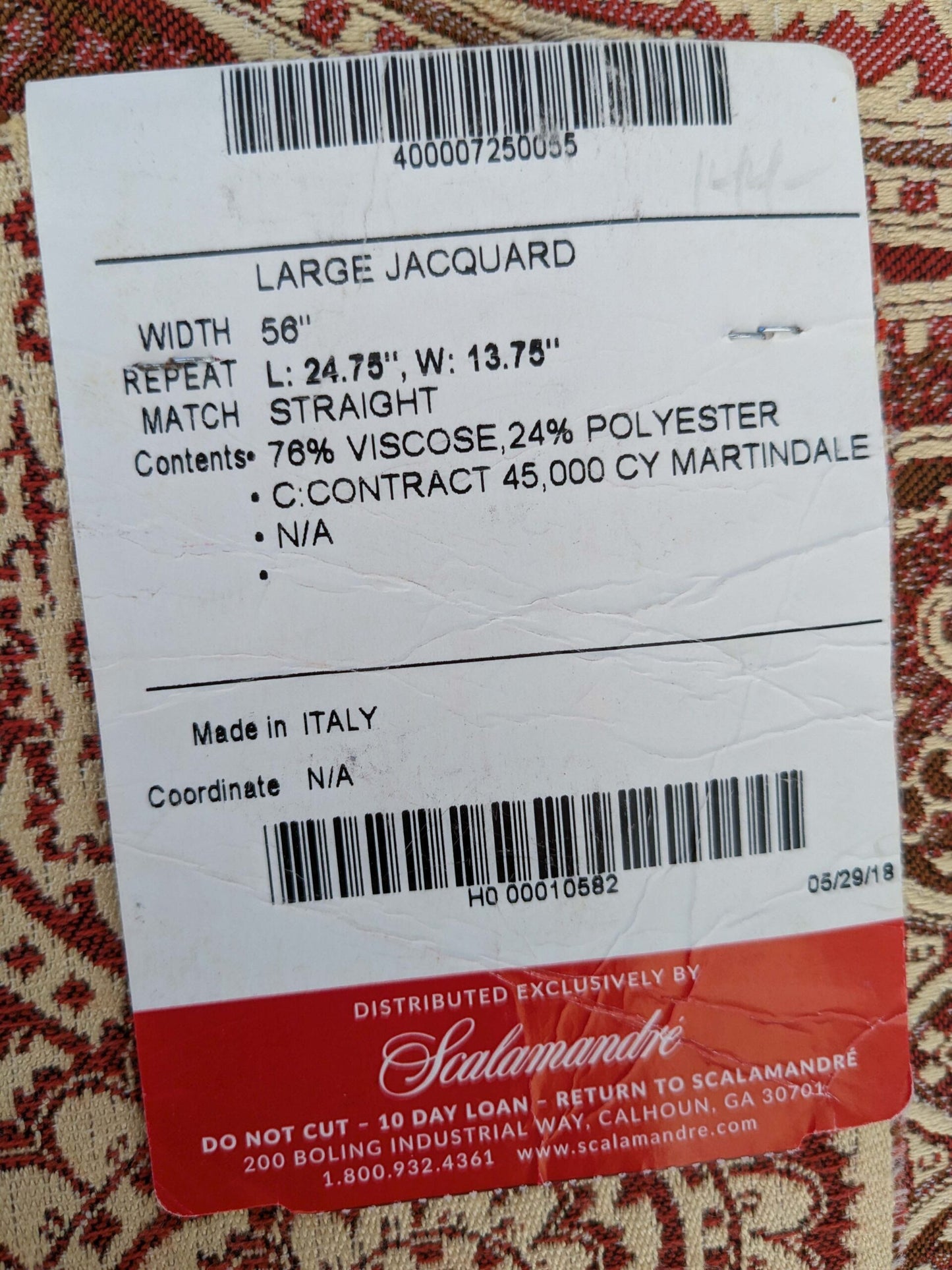 121 EV50 25" x 27" Square Scalamandre Lelievre Paris Paisley Jacquard Boheme Red Viscose MSRP USD484/y