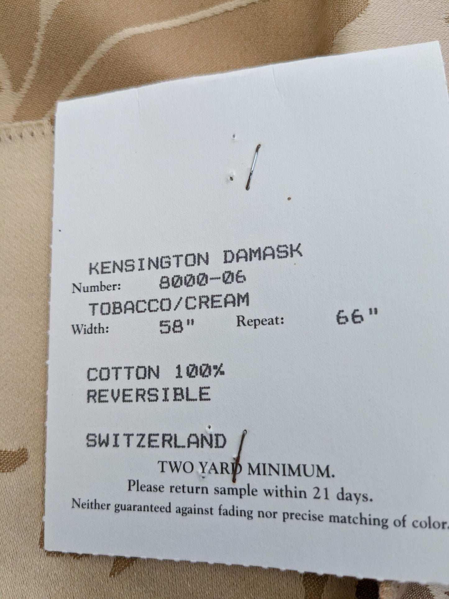 122 EV50 35" x 30" Square Scalamandre Kensington Damask Tobacco Cream Brown Floral Piece A