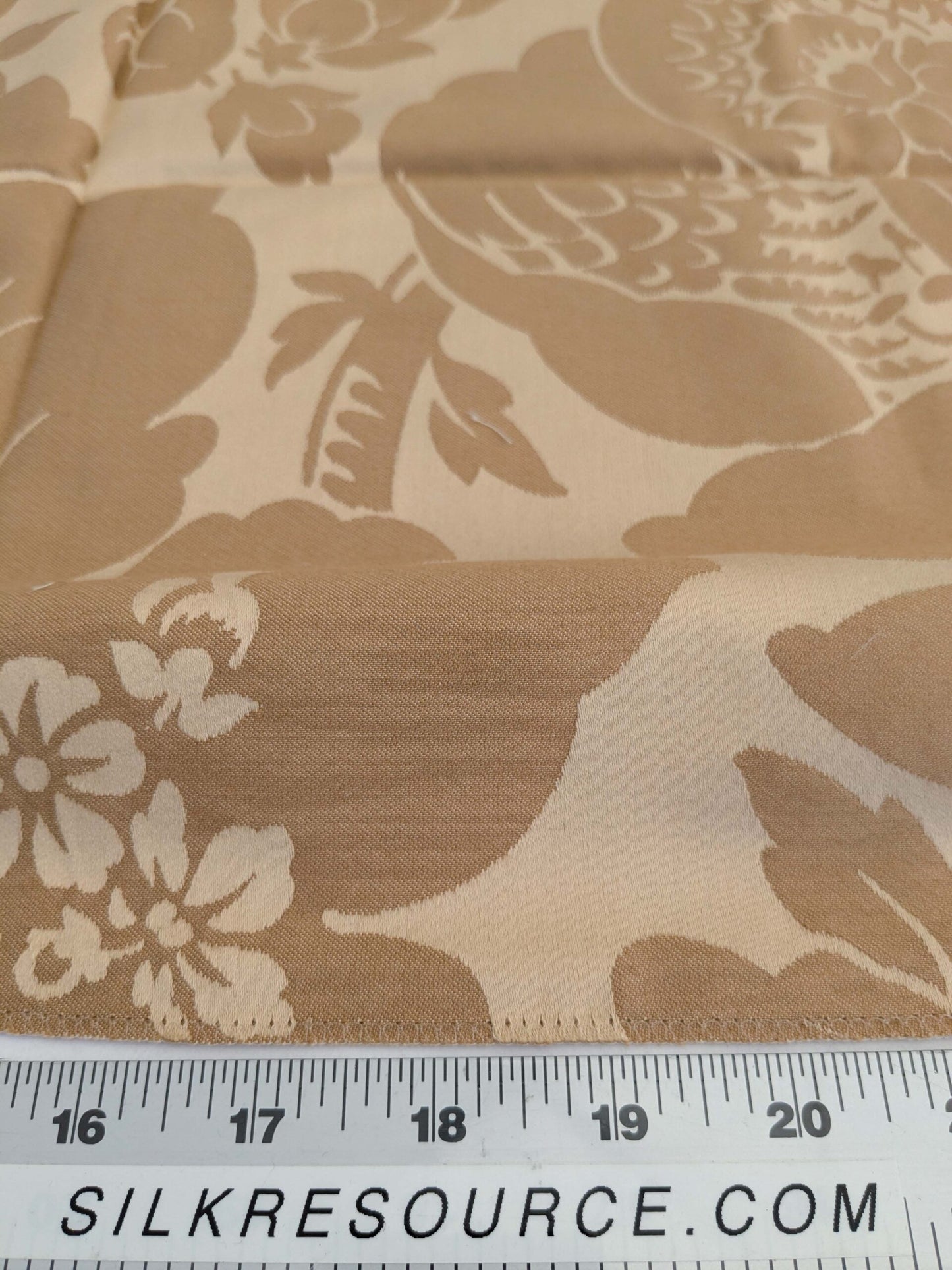 123 EV50 35" x 30" Square Scalamandre Kensington Damask Tobacco Cream Brown Floral Piece B
