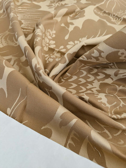 122 EV50 35" x 30" Square Scalamandre Kensington Damask Tobacco Cream Brown Floral Piece A