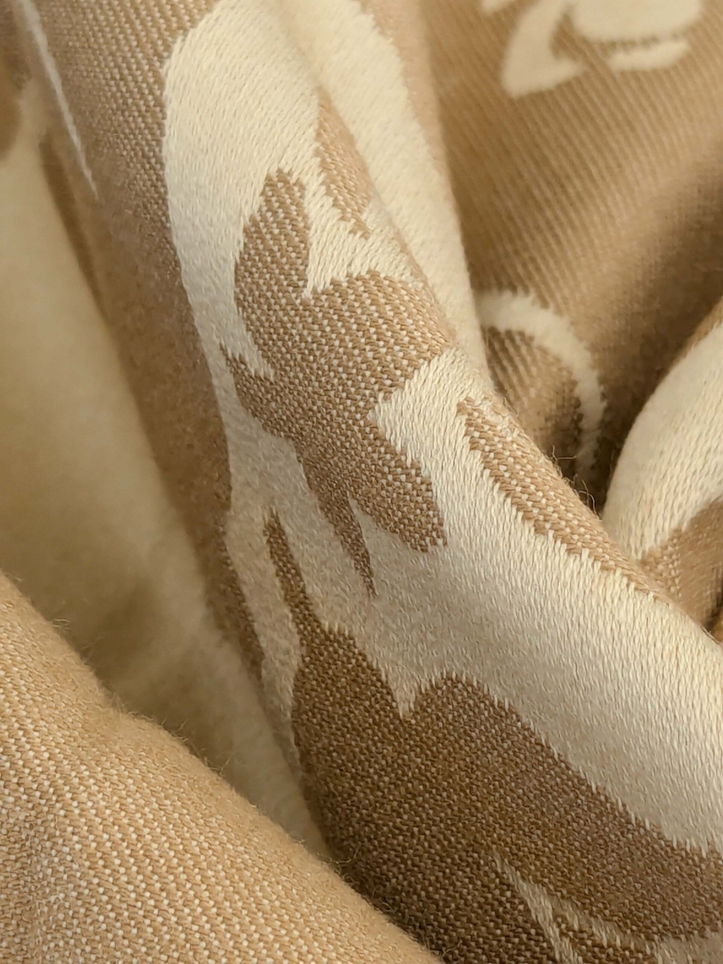 123 EV50 35" x 30" Square Scalamandre Kensington Damask Tobacco Cream Brown Floral Piece B