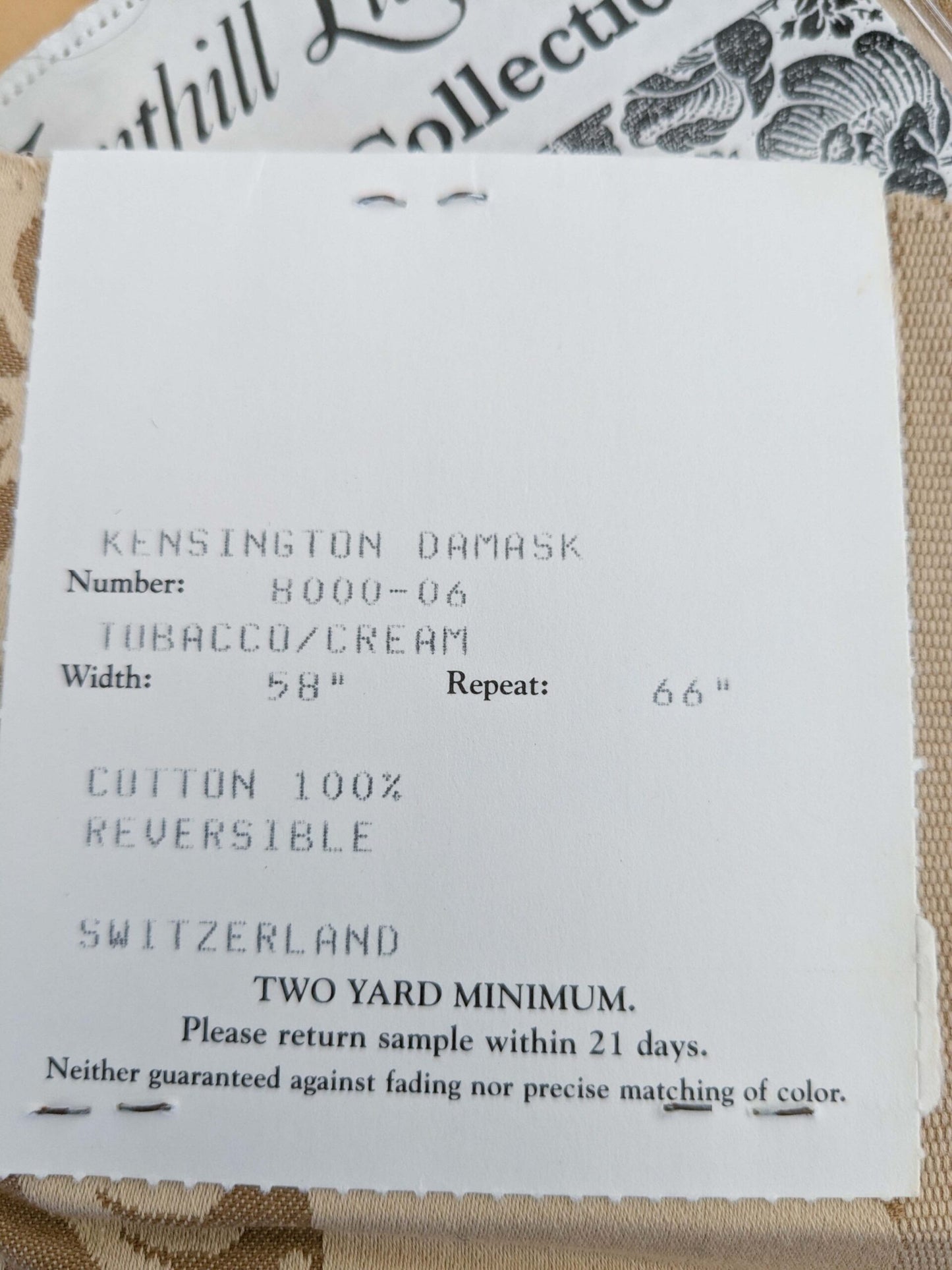 125 EV50 20" x 29" Square Scalamandre Kensington Damask Tobacco Cream Brown Floral Piece A