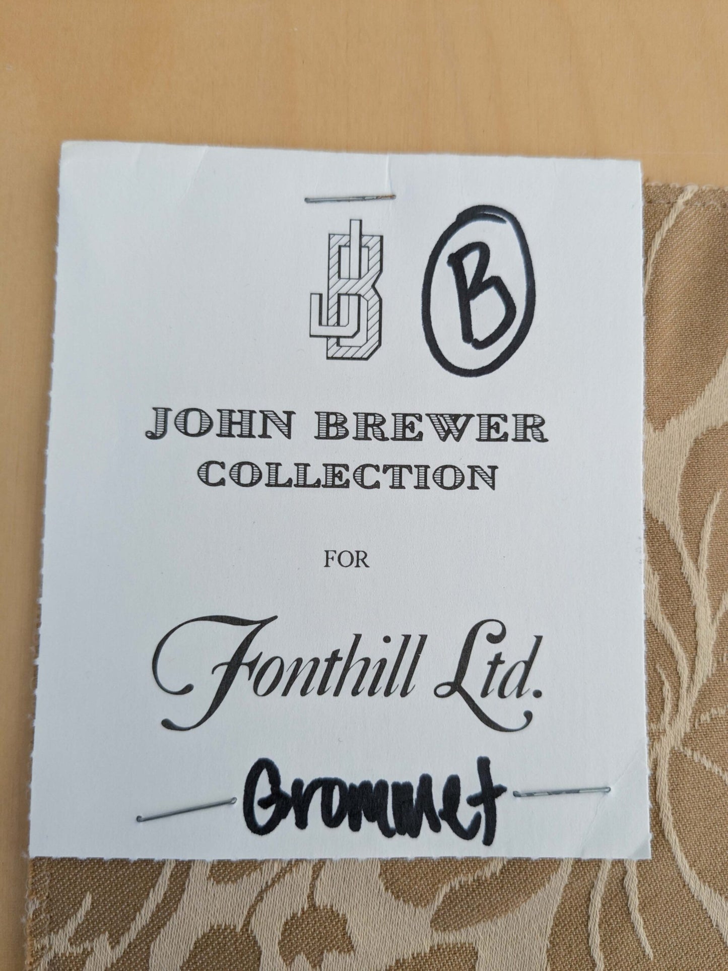 126 EV50 20" x 30" Square Scalamandre Kensington Damask Tobacco Cream Brown Floral Piece B