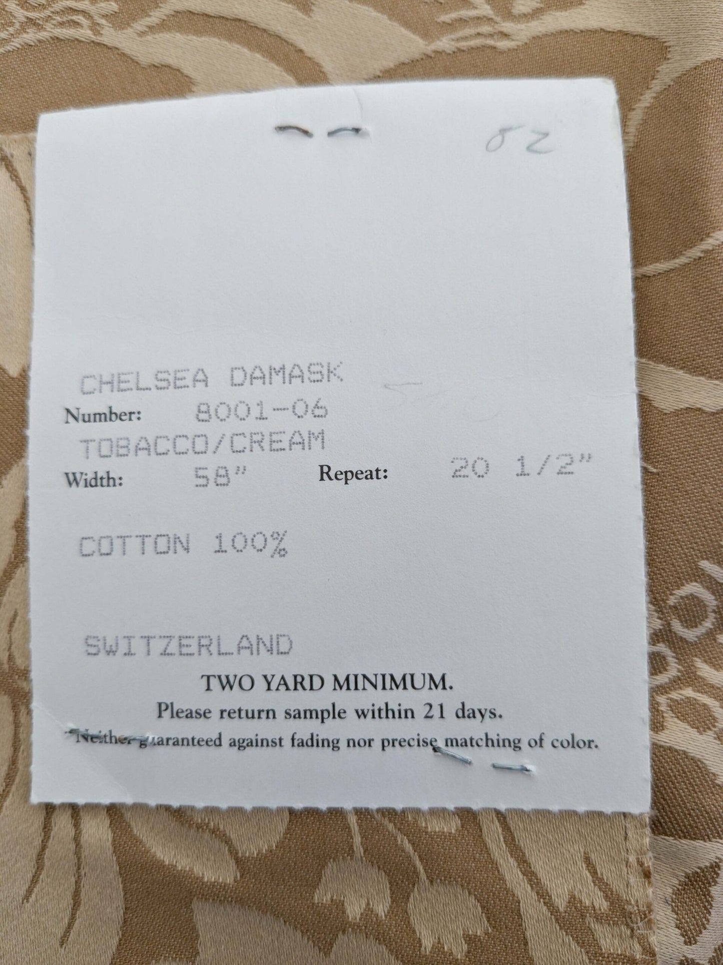 126 EV50 20" x 30" Square Scalamandre Kensington Damask Tobacco Cream Brown Floral Piece B