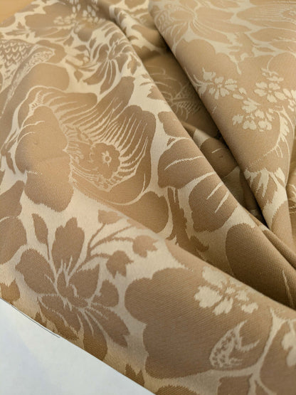 126 EV50 20" x 30" Square Scalamandre Kensington Damask Tobacco Cream Brown Floral Piece B