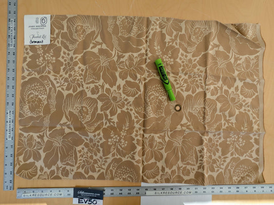 127 EV50 20" x 29" Square Scalamandre Kensington Damask Tobacco Cream Brown Floral Piece C