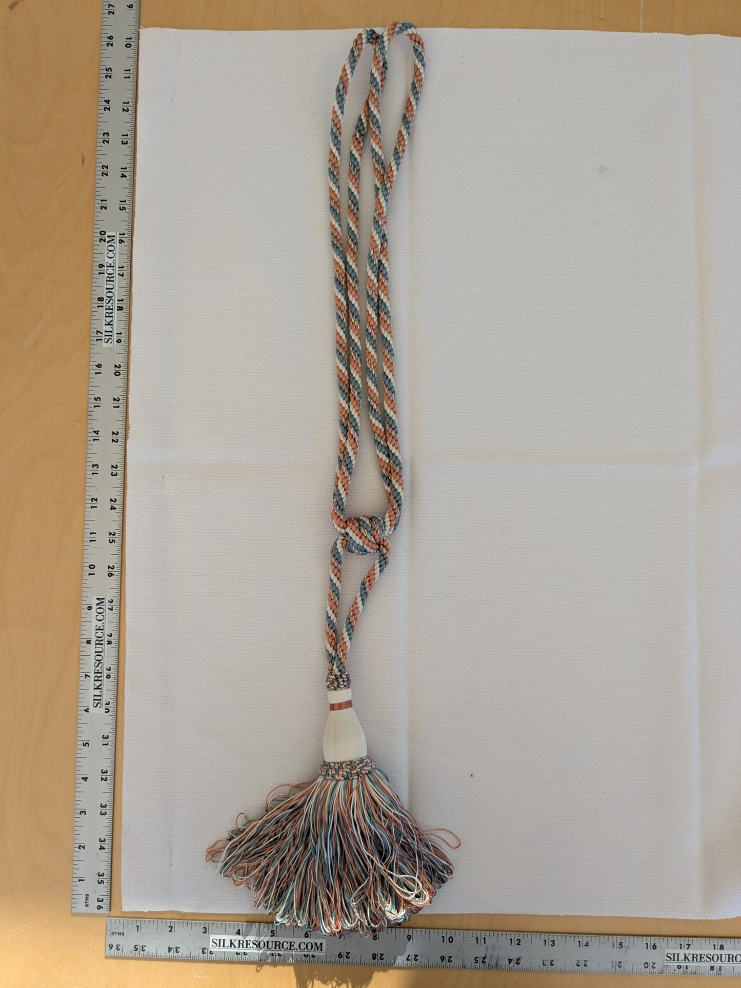 Scalamandre Tieback Handmade Single Tassel Blue White Copper MSRP USD200/each