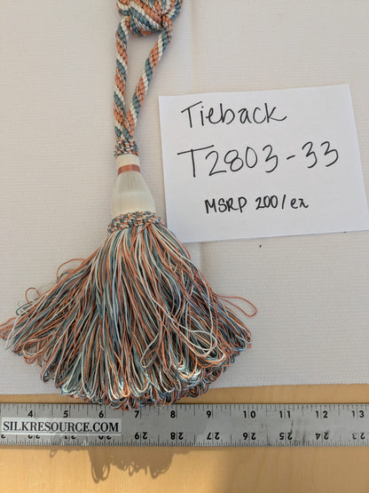 Scalamandre Tieback Handmade Single Tassel Blue White Copper MSRP USD200/each