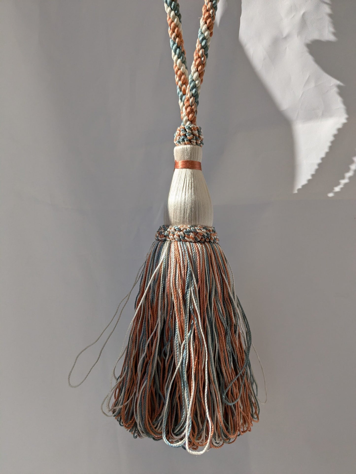 Scalamandre Tieback Handmade Single Tassel Blue White Copper MSRP USD200/each