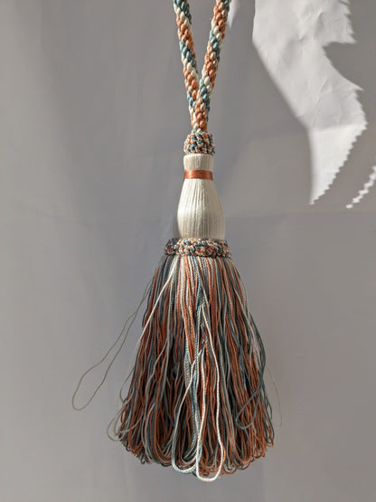 Scalamandre Tieback Handmade Single Tassel Blue White Copper MSRP USD200/each