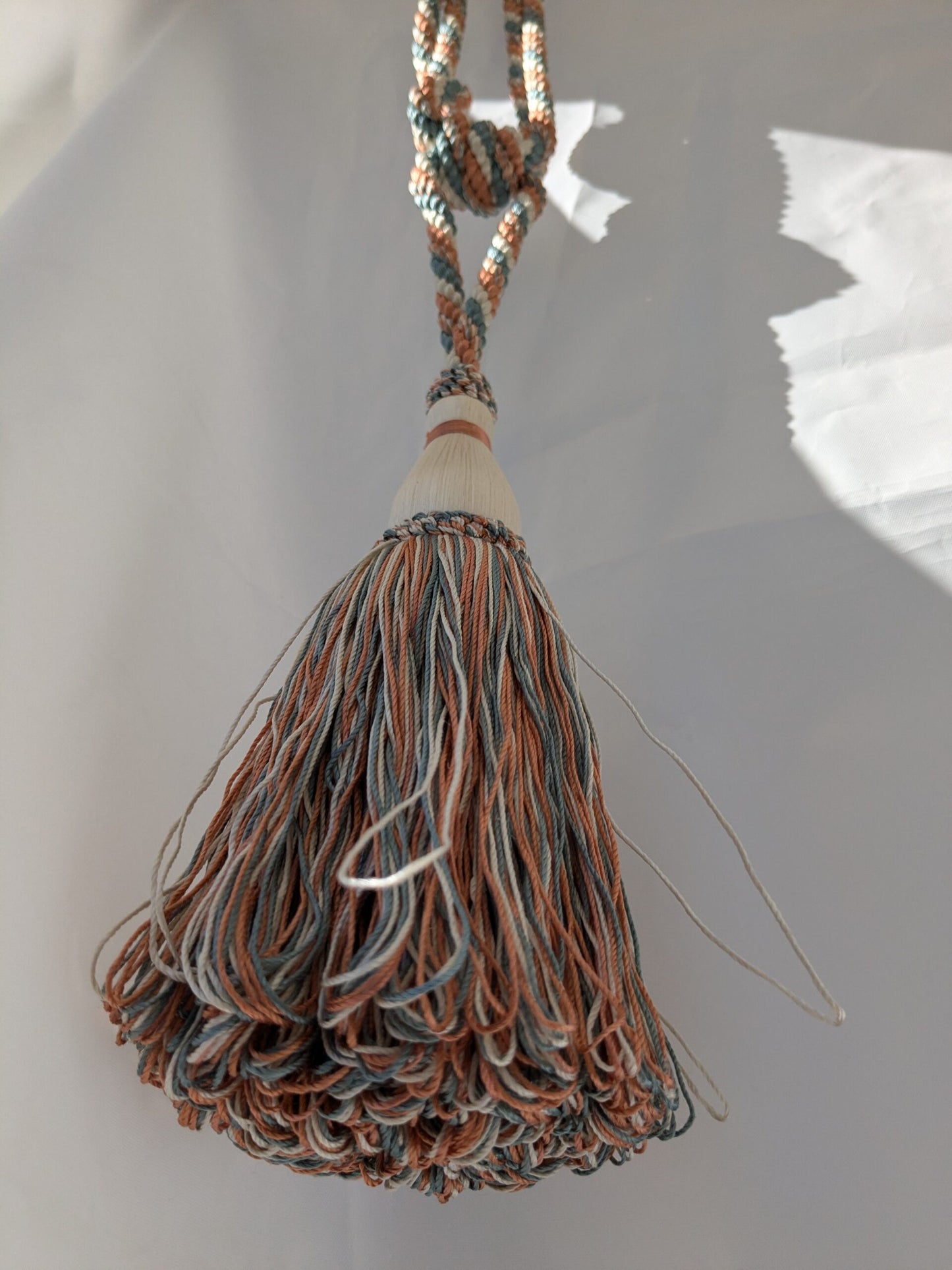 Scalamandre Tieback Handmade Single Tassel Blue White Copper MSRP USD200/each