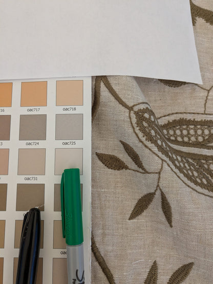 Scalamandre Patna Natural Beige Brown Embroidery Linen Tree of Life Floral Botanical Foliage MSRP USD 316/y