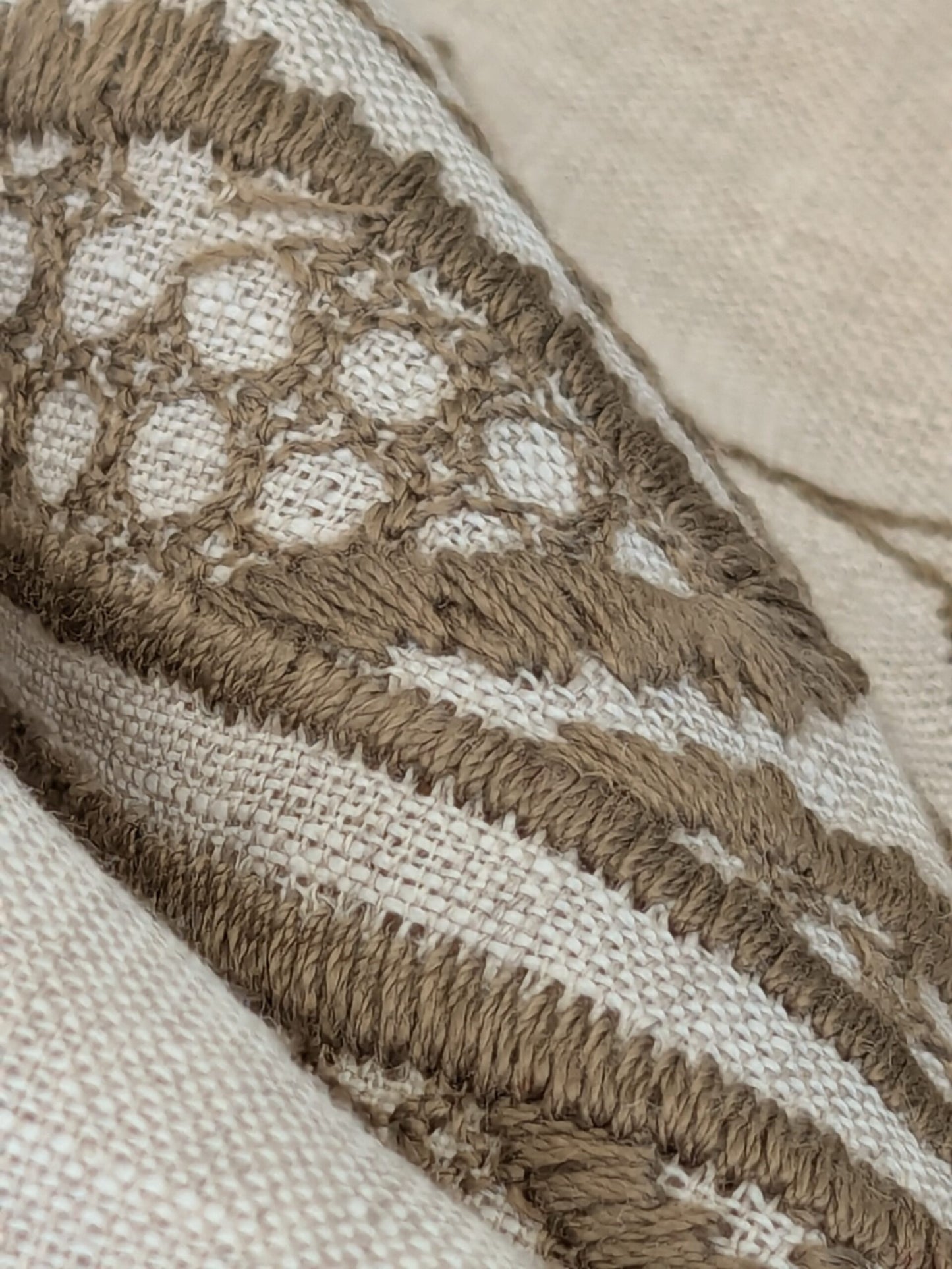 Scalamandre Patna Natural Beige Brown Embroidery Linen Tree of Life Floral Botanical Foliage MSRP USD 316/y