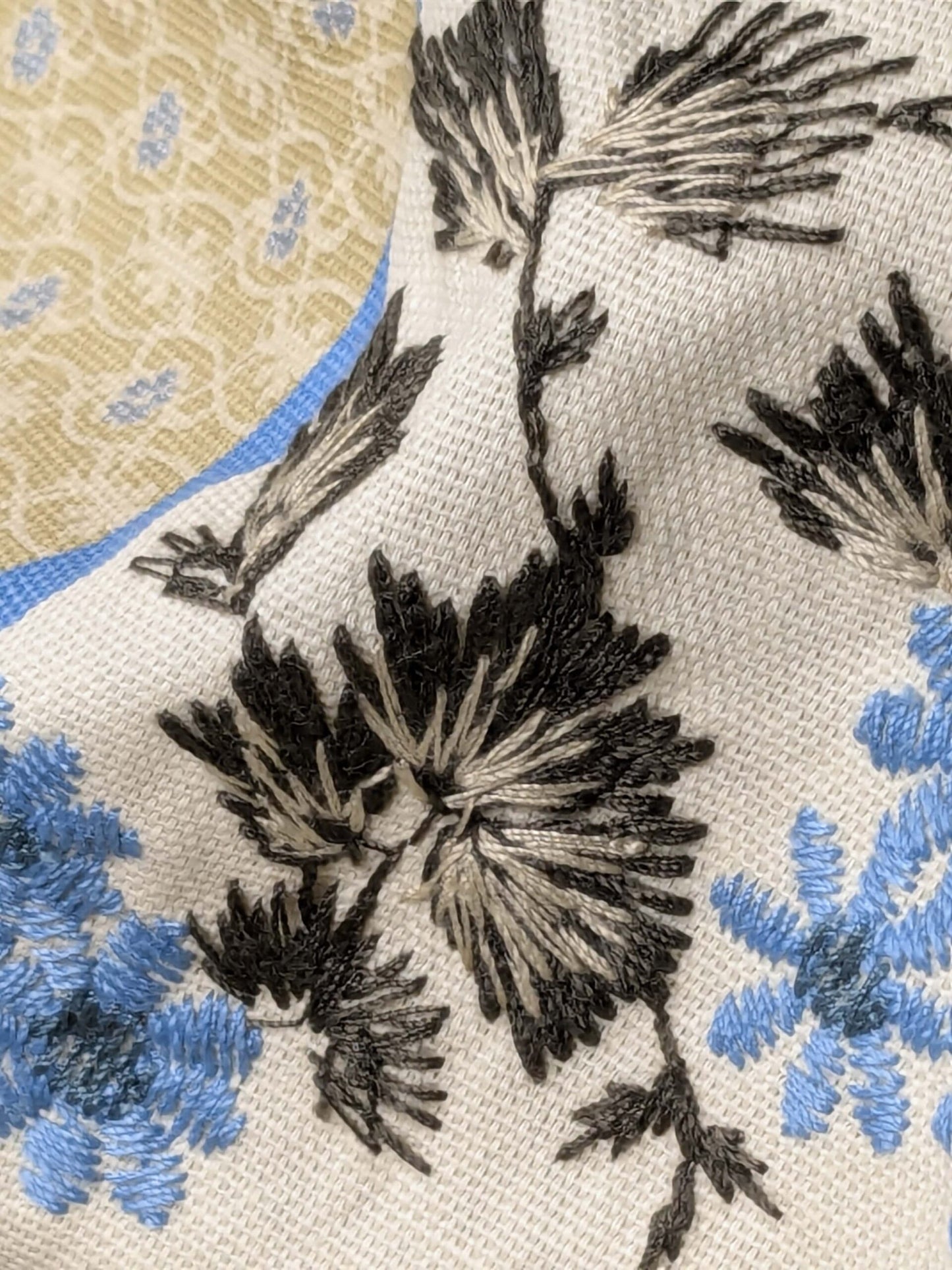 Gp & Baker Lifestyle Madurai Aqua/cobalt Blue Floral Embroidery Stripe Cotton MSRP US196/y