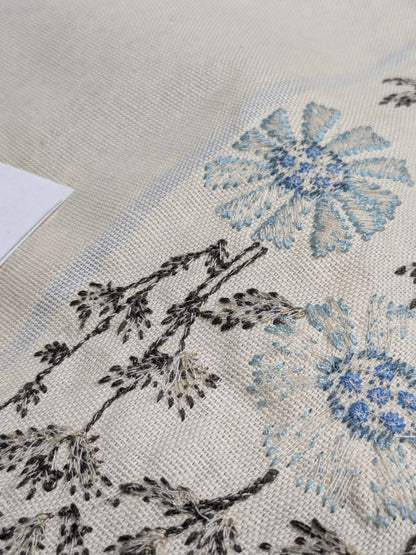 Gp & Baker Lifestyle Madurai Aqua/cobalt Blue Floral Embroidery Stripe Cotton MSRP US196/y