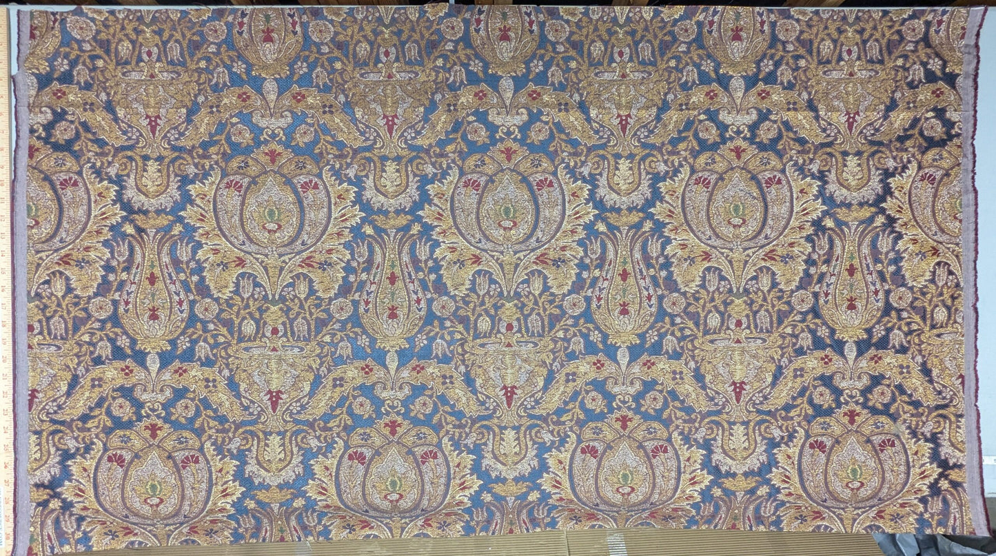 0.86y Lee Jofa San Pietro "mineral" Blue Paisley Red Gold