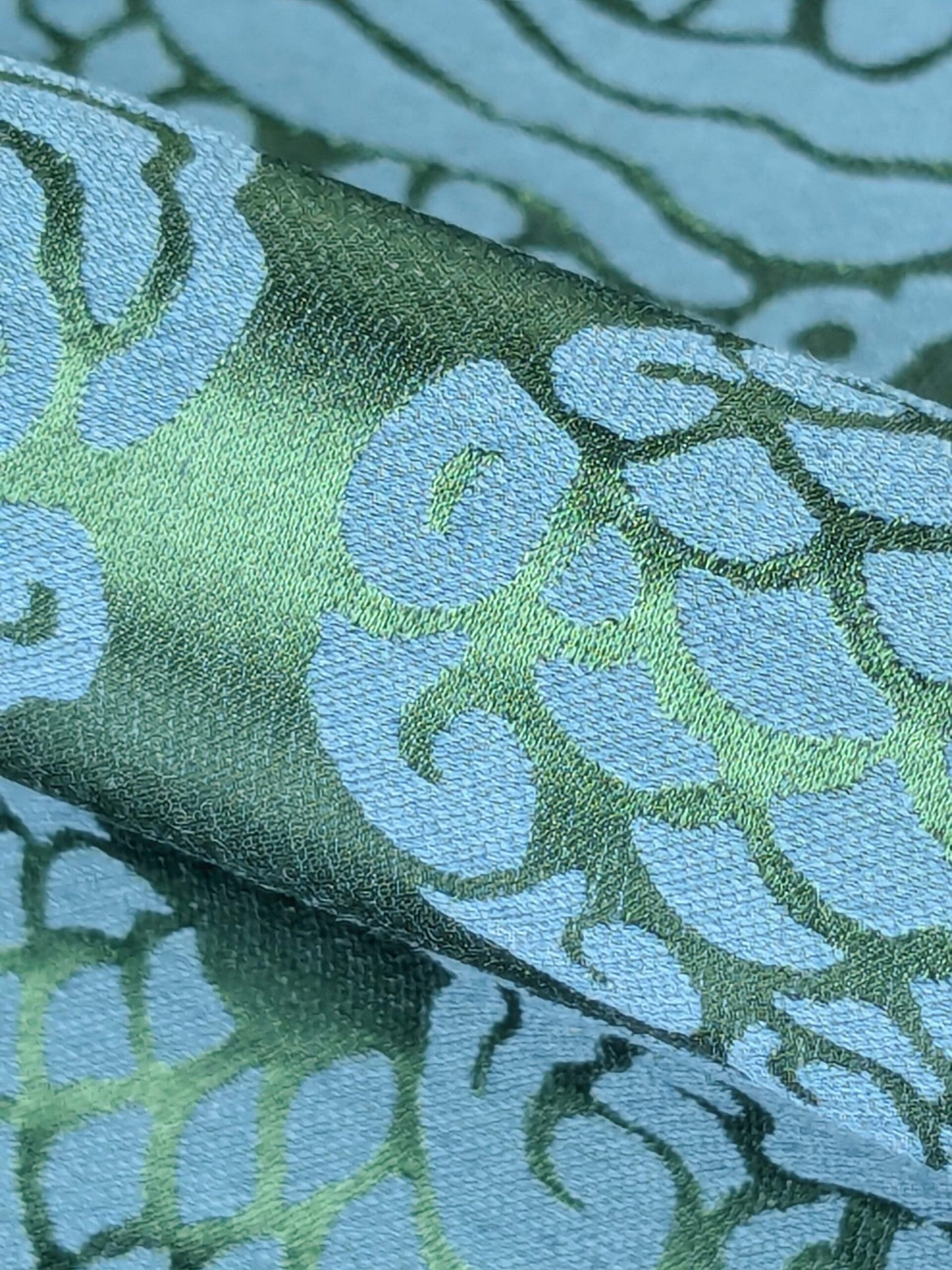 Schumacher Ruan Dragon Damask Emerald Green Art Deco Chinoiserie Satin Cotton MSRP USD 316/y