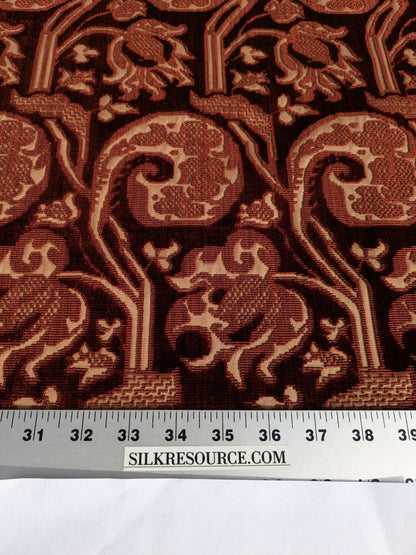 Magnifique Jardin Garden Scroll Cut Silk Velvet Ruby Red MSRP USD 1000+