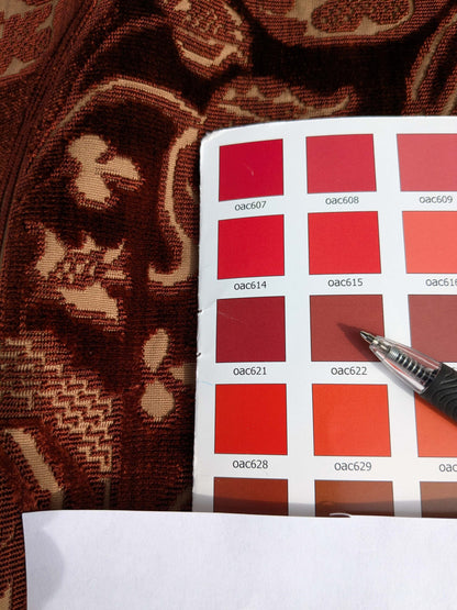 Magnifique Jardin Garden Scroll Cut Silk Velvet Ruby Red MSRP USD 1000+