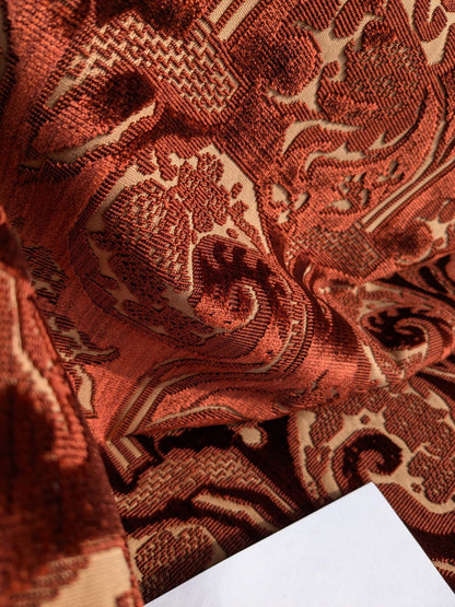 Magnifique Jardin Garden Scroll Cut Silk Velvet Ruby Red MSRP USD 1000+