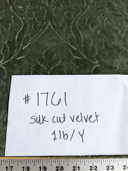 Palazzo Grassi Silk Velvet &amp; Cut Velvet Silvery Green Renaissance Damask MSRP $1000+/yard