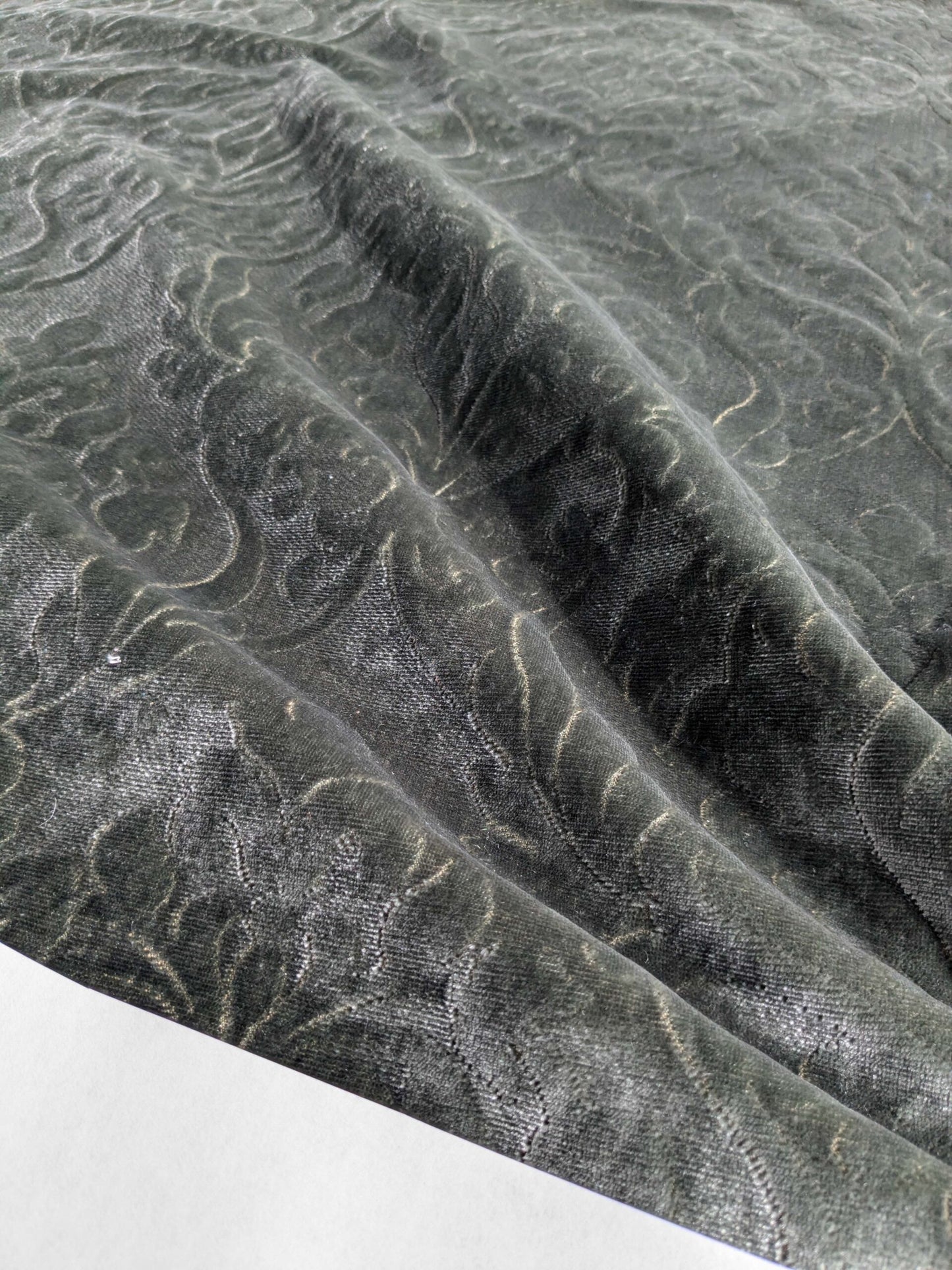 Palazzo Grassi Silk Velvet &amp; Cut Velvet Silvery Green Renaissance Damask MSRP $1000+/yard