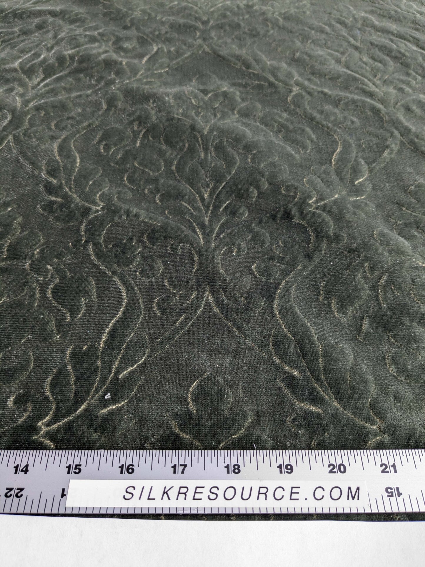 Palazzo Grassi Silk Velvet &amp; Cut Velvet Silvery Green Renaissance Damask MSRP $1000+/yard
