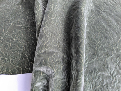 Palazzo Grassi Silk Velvet &amp; Cut Velvet Silvery Green Renaissance Damask MSRP $1000+/yard